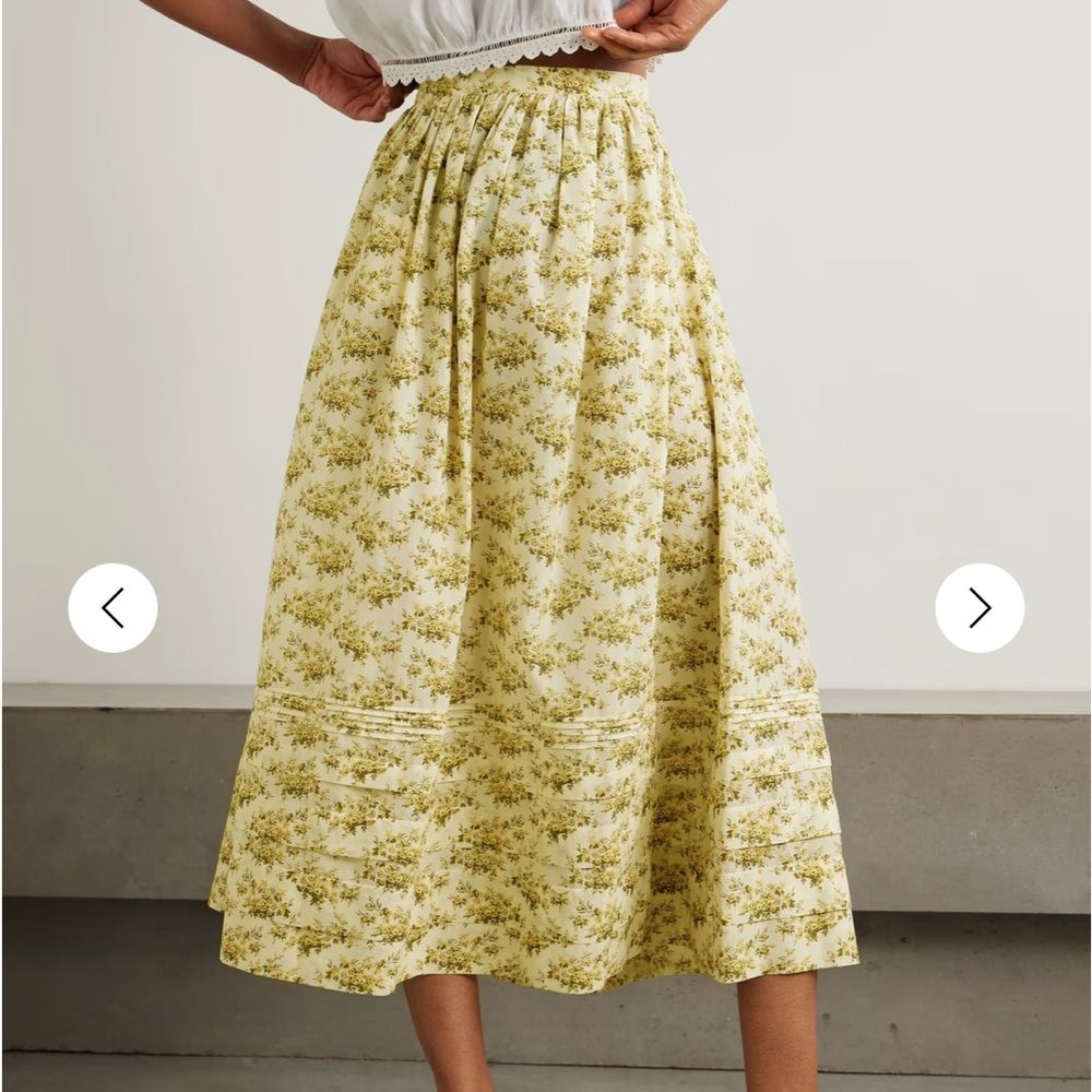 New Doen Marcie tiered floral-print organic cotton-voile midi skirt.